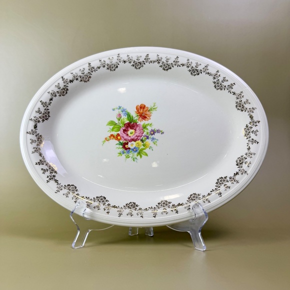 Edwin M. Knowles Other - Vintage Edwin M. Knowles Floral Oval Serving Platter | Semi-Vitreous USA